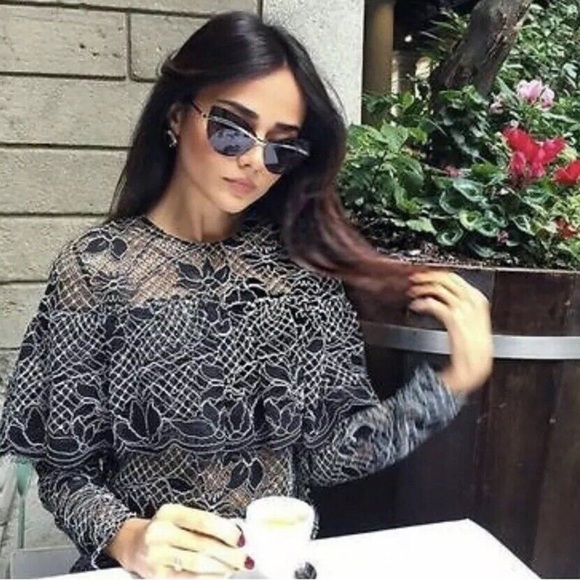 ZARA sheer lace ruffles for days boho blouse w shabby chic vibe - Picture 3 of 9